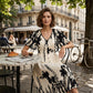 👗 57% de réduction✨Robe midi élégante à col en V et imprimé botanique🍂