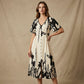 👗 57% de réduction✨Robe midi élégante à col en V et imprimé botanique🍂