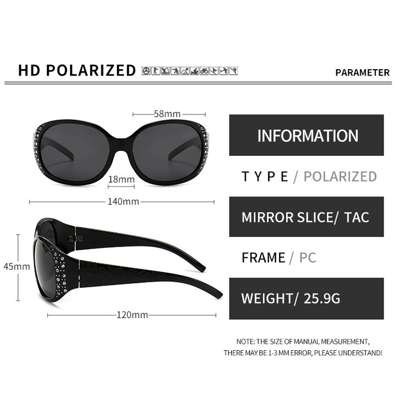 Lunettes de Soleil Polarisées Femme avec Accents en Strass