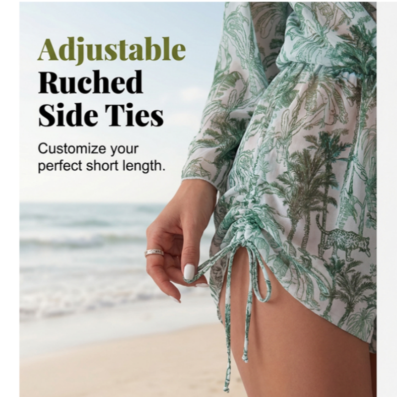 Ensemble bikini 3 pièces avec combishort transparent