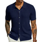 Chemise à manches courtes en maille pour homme, avec boutons