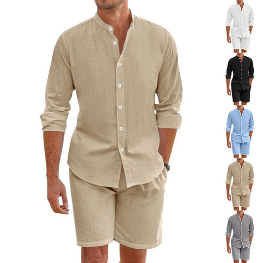 Ensemble deux pièces pour homme : haut et short décontractés en lin