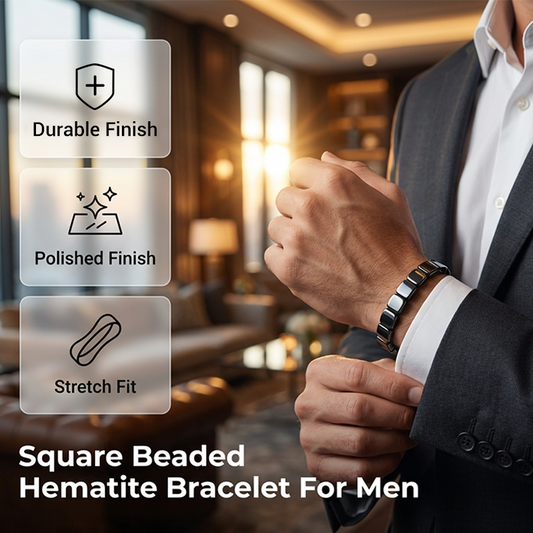 ⌚ 50 % de réduction ! Bracelet énergétique pour homme — L'alliance de la sagesse ancestrale et du dynamisme moderne 🔗 Bracelet carré en hématite pour homme — Élégant, magnétique et au style moderne, il convient à toutes les occasions ✨