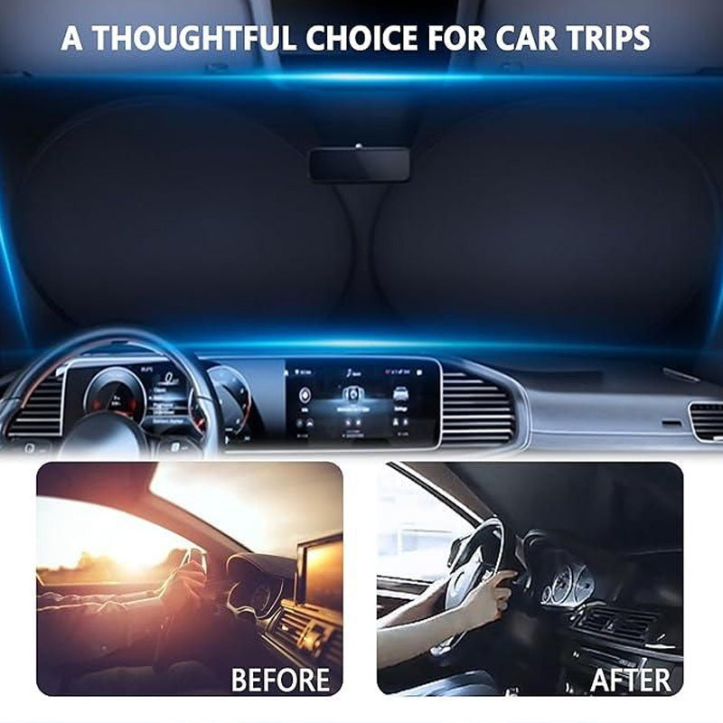 Pare-soleil pliable pour pare-brise de voiture avec sac de rangement