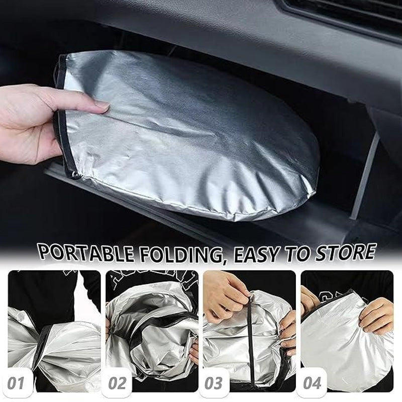 Pare-soleil pliable pour pare-brise de voiture avec sac de rangement