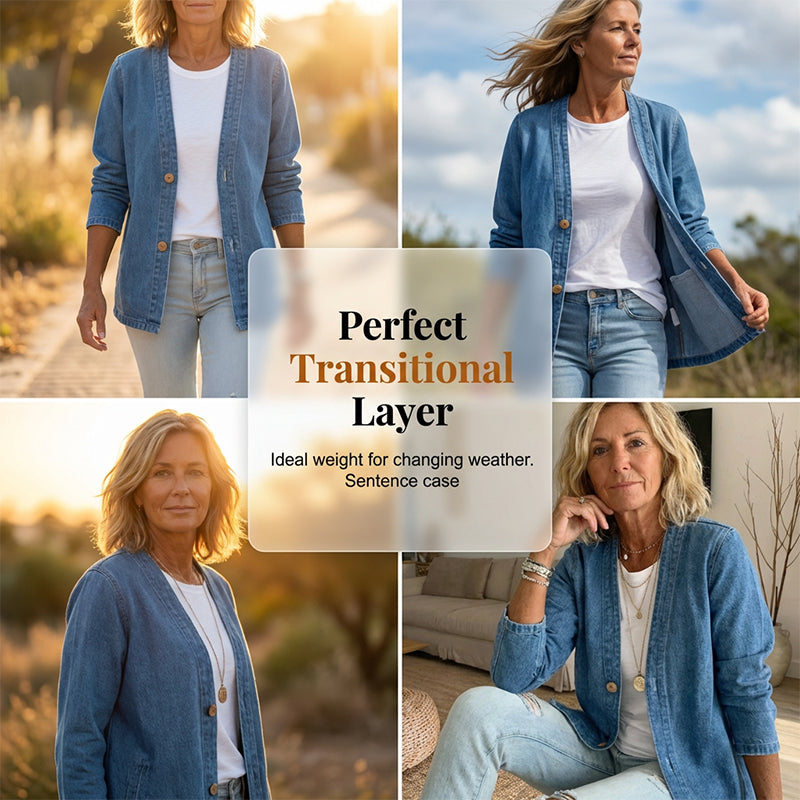 ⏳Limited-time 50% off⏰Women's Classic Button Front Denim Jacket🧥