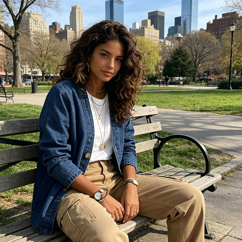 ⏳Limited-time 50% off⏰Women's Classic Button Front Denim Jacket🧥