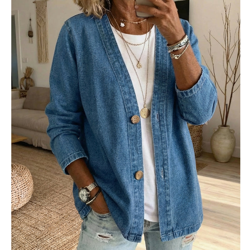 ⏳Limited-time 50% off⏰Women's Classic Button Front Denim Jacket🧥