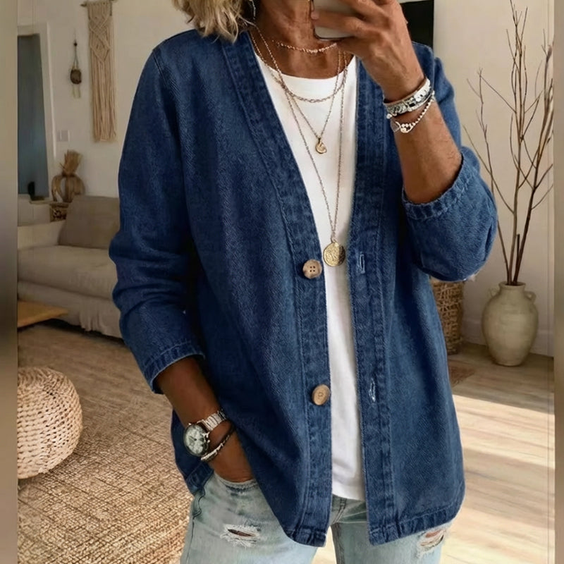 ⏳Limited-time 50% off⏰Women's Classic Button Front Denim Jacket🧥