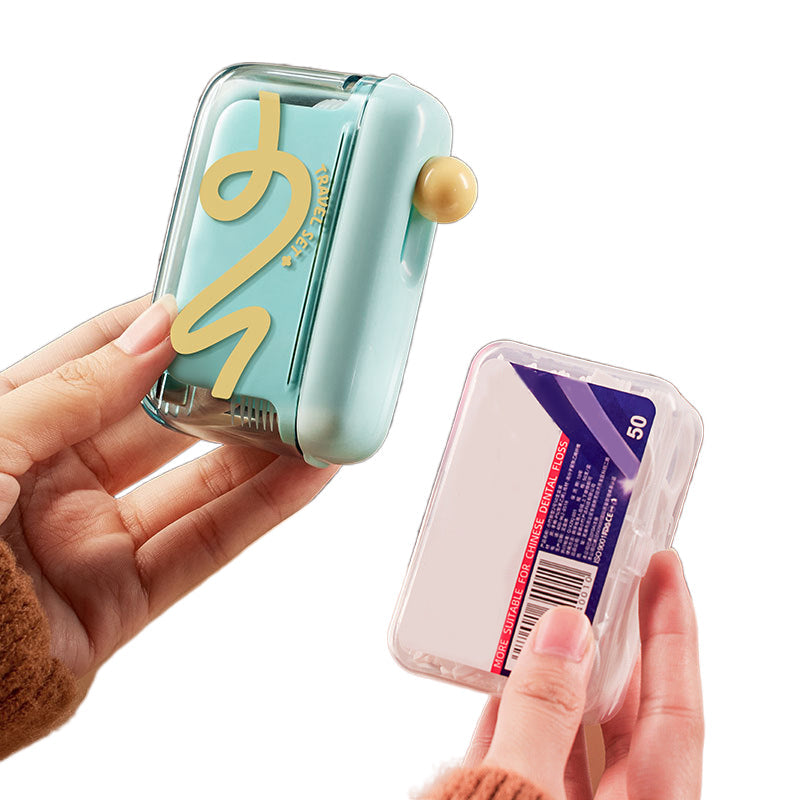 🧳🦷 Distributeur de fil dentaire portable – Rechargeable, format compact, se glisse dans le sac ou la trousse de toilette, encouragez une bonne hygiène bucco-dentaire partout 🌿👌