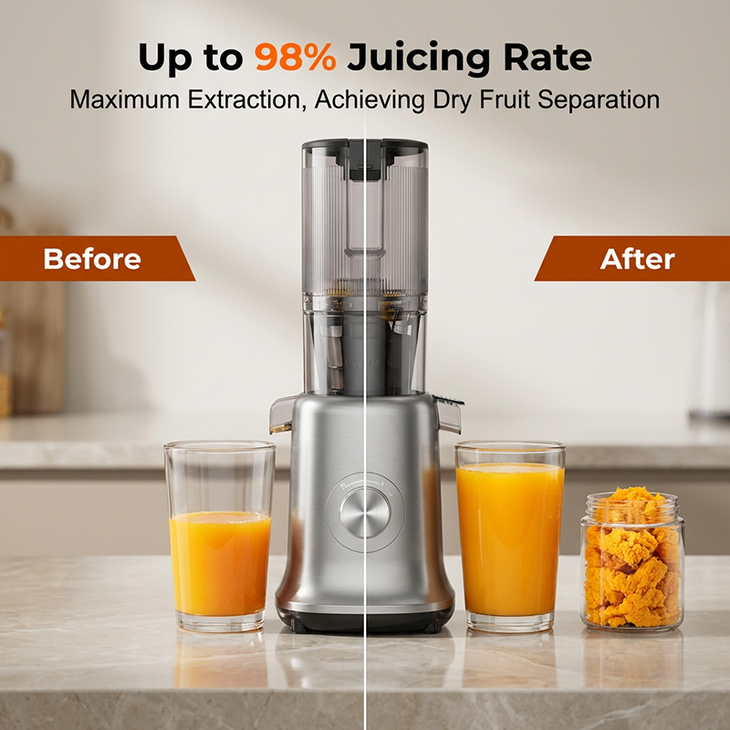 🍊🍹✨ NOUVELLE VERSION 2026 -50% ! Centrifugeuse Ultra Puissante – Extracteur à Froid, Goulet 110mm & Rendement 98% (Gris/Beige)