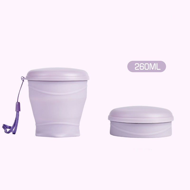 Gobelet de voyage pliable en silicone avec couvercle