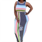 Robe Longue Moulante à Rayures Sans Manches pour Femme
