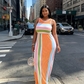 Robe Longue Moulante à Rayures Sans Manches pour Femme