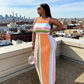 Robe Longue Moulante à Rayures Sans Manches pour Femme