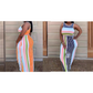 Robe Longue Moulante à Rayures Sans Manches pour Femme