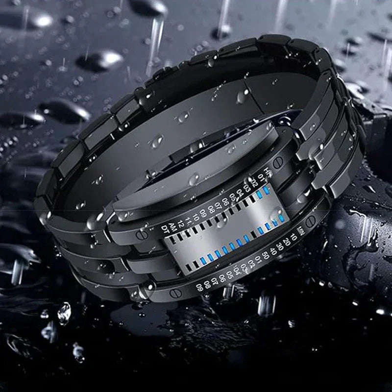 ⌚✨⚡ PROMO LIMITÉE -50% ! Montre Binaire Homme – Affichage LED Bleue, Bracelet Acier Inox, Sportif & Élégant (Style Moderne)