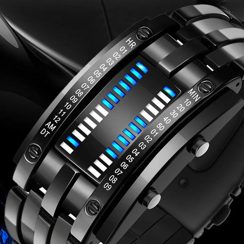 ⌚✨⚡ PROMO LIMITÉE -50% ! Montre Binaire Homme – Affichage LED Bleue, Bracelet Acier Inox, Sportif & Élégant (Style Moderne)