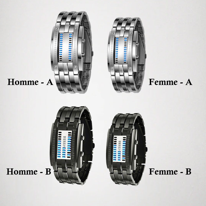 ⌚✨⚡ PROMO LIMITÉE -50% ! Montre Binaire Homme – Affichage LED Bleue, Bracelet Acier Inox, Sportif & Élégant (Style Moderne)
