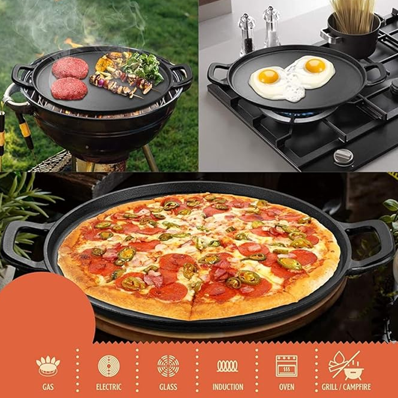 📢⏰🍳 PROMO -50% ! Poêle à Griller en Fonte Antiadhésive – Naturelle, Sans Produits Chimiques, Compatible Tout Feu (3 Tailles)