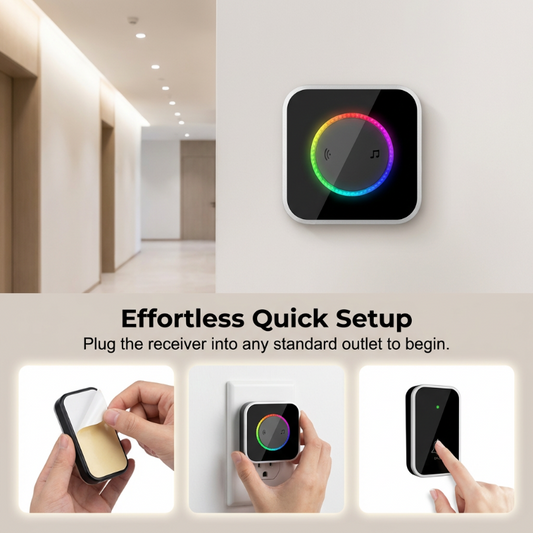 Sonnette Sans Fil avec Lumière LED à 7 Couleurs