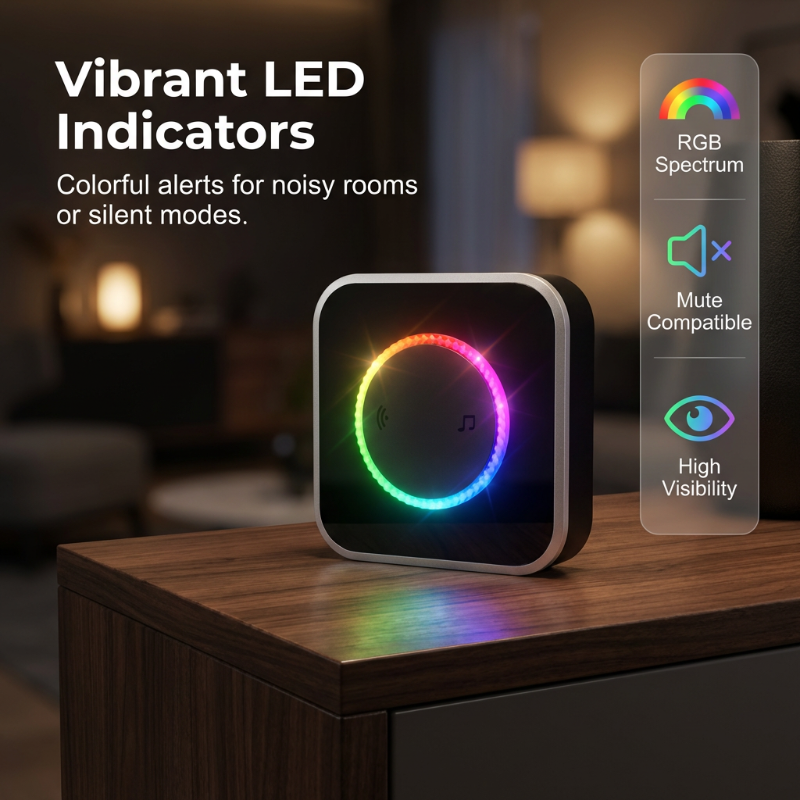 Sonnette Sans Fil avec Lumière LED à 7 Couleurs