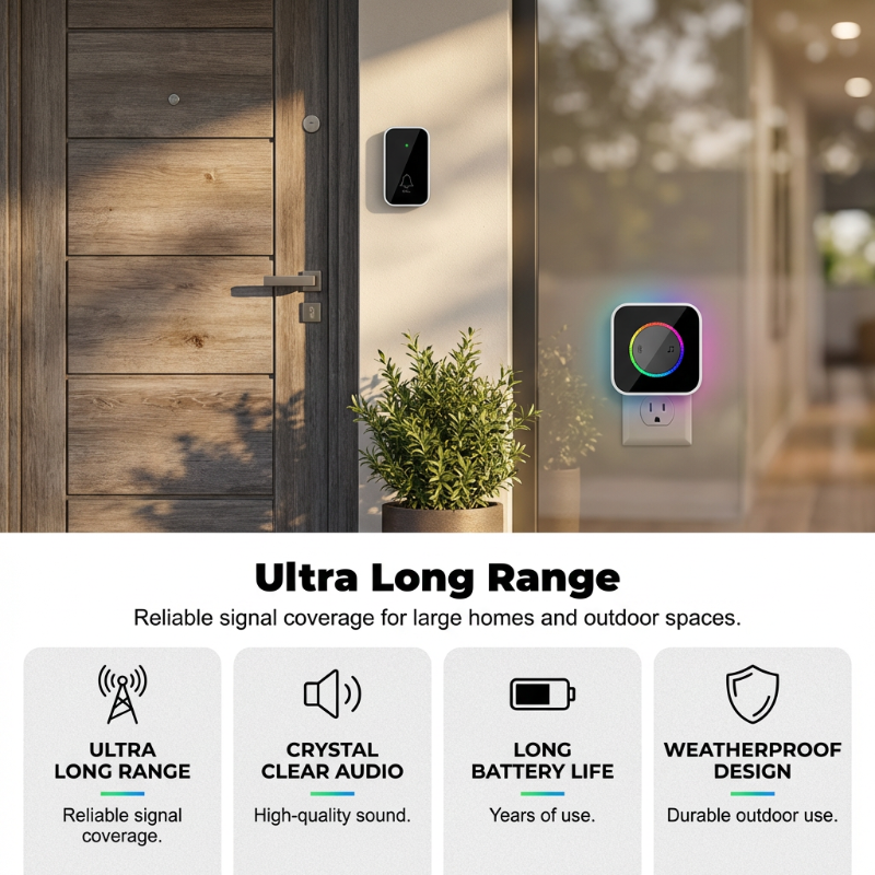 Sonnette Sans Fil avec Lumière LED à 7 Couleurs