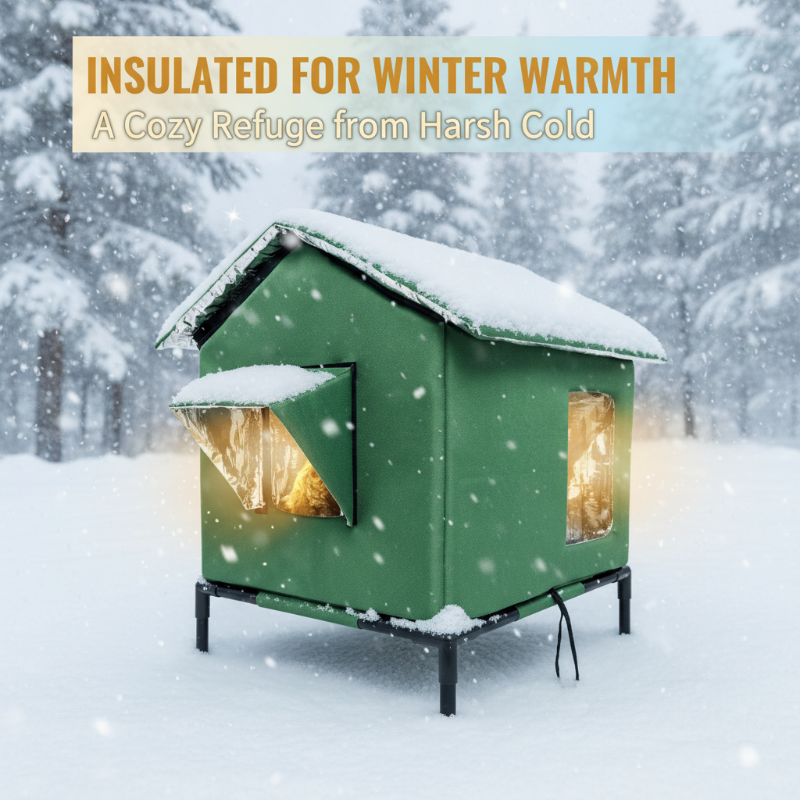🐈 -50% ! 🌧️ Maison pour Chat Extérieure Surélevée Toutes Saisons – Oxford + Aluminium Thermique – Imperméable & Isolée – Pliable pour Confort Douillet ✨