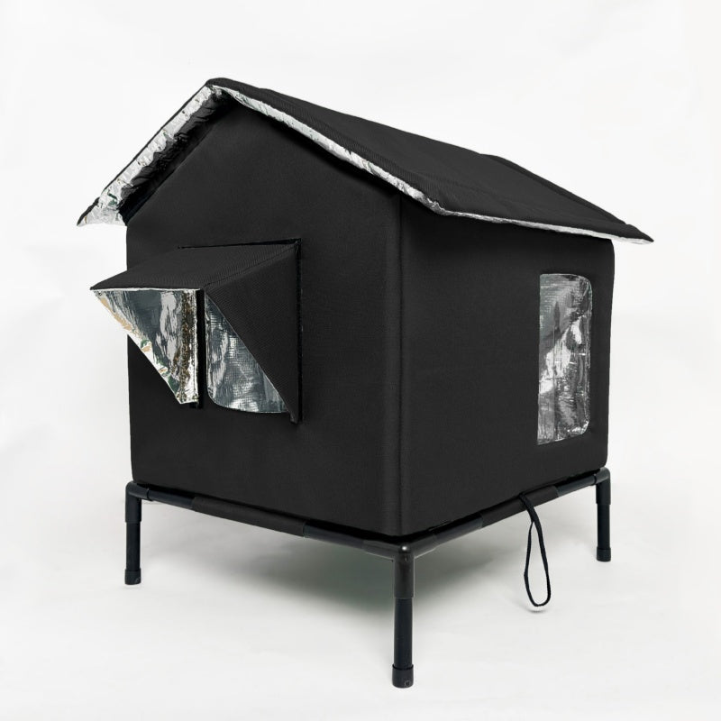 🐈 -50% ! 🌧️ Maison pour Chat Extérieure Surélevée Toutes Saisons – Oxford + Aluminium Thermique – Imperméable & Isolée – Pliable pour Confort Douillet ✨