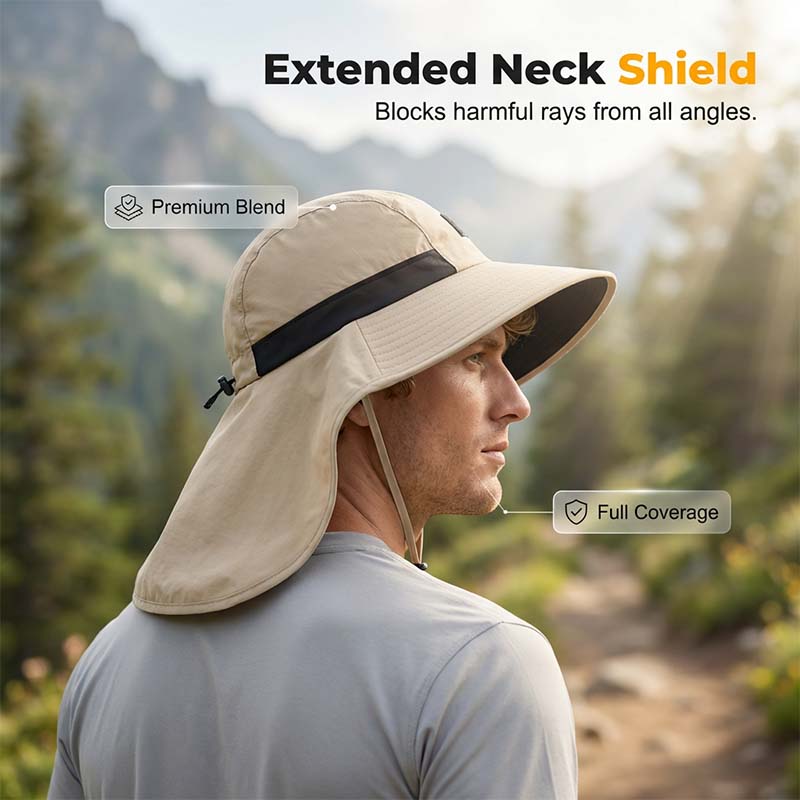 Chapeau de Soleil Anti-UV UPF 50+ à Bords Larges avec Protège-Nuque