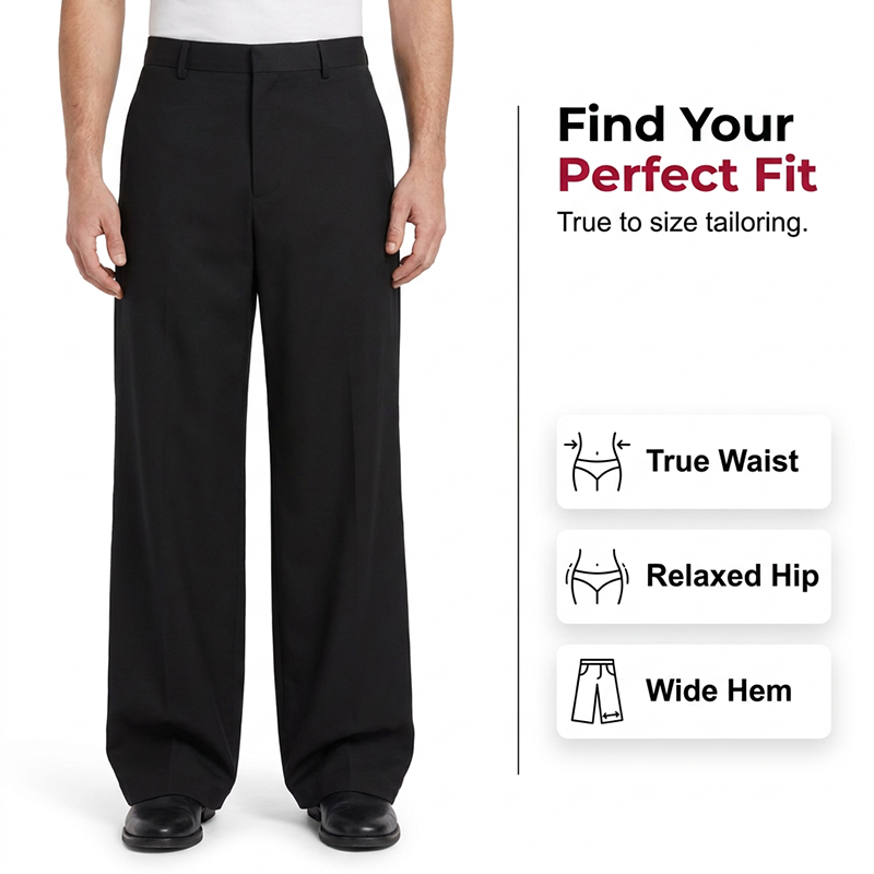👖✨ PROMO -50% ! Pantalon de Costume Homme Classique – Jambes Larges, Tissu Respirant Anti-Froissé, 6 Tailles (S-3XL), Noir