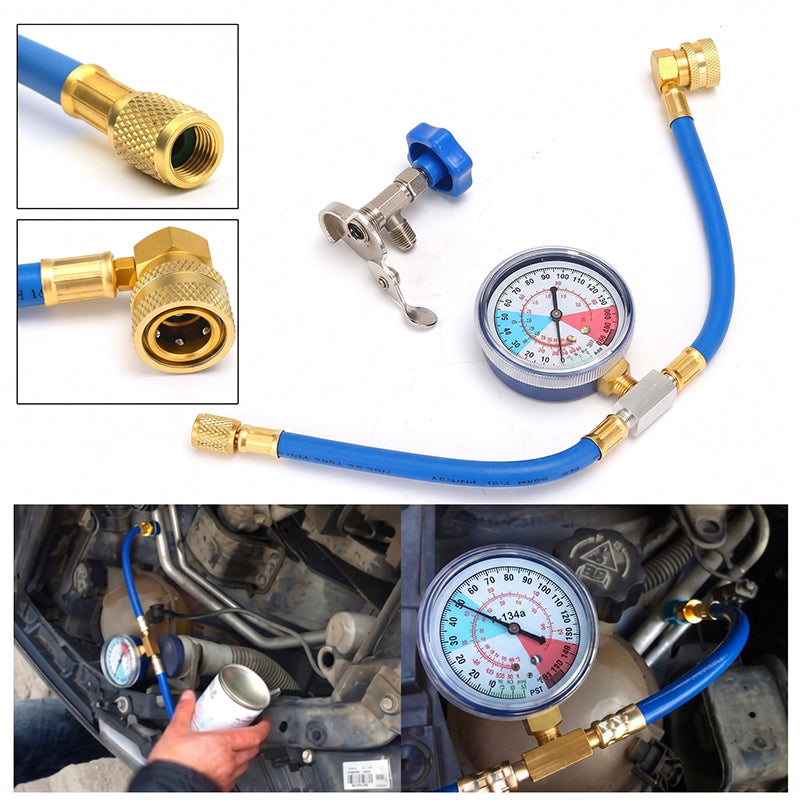 🔧⚙️ PROMO FLASH 50% ! Kit de Remplissage de Réfrigérant R134a – Avec Manomètre (0-350 PSI), Raccord Rapide 13mm, Compatible R12/R22, pour Climatisation Auto 🚗