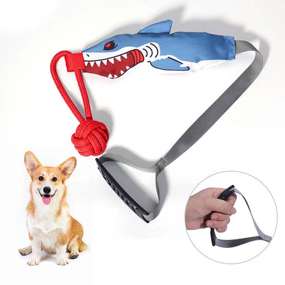 🐾 Jouet à tirer interactif en forme de requin pour chien, avec couineur et nœud de corde