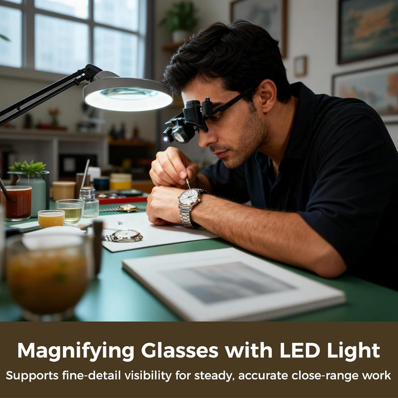 🔥‑50% OFFRE LIMITÉE🔍 Loupe LED mains libres, grossissement multiple, éclairage sans ombre pour soudure, modélisme & lecture ✨