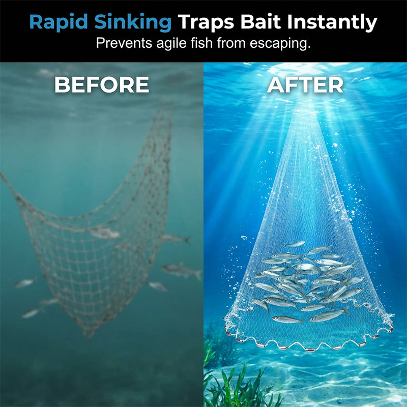 📢📢40% DE RÉDUCTION !! ⏰ Épervier de Pêche Facile à Lancer – Nylon Monofilament – Maillage Résistant & Coulissage Rapide – Diamètre 300/360 cm – Eau Douce et Mer 🐟