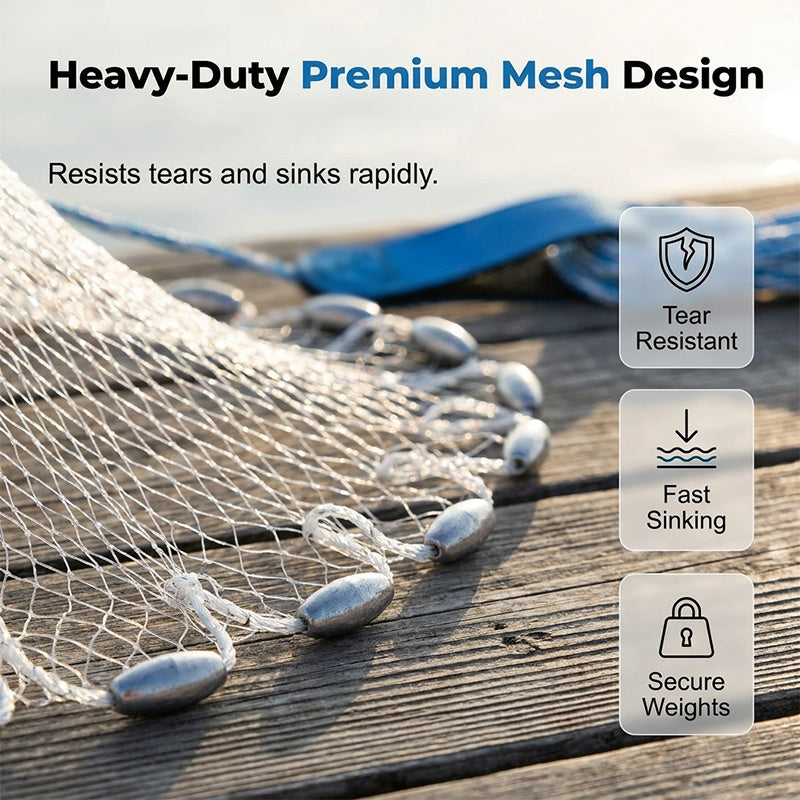 📢📢40% DE RÉDUCTION !! ⏰ Épervier de Pêche Facile à Lancer – Nylon Monofilament – Maillage Résistant & Coulissage Rapide – Diamètre 300/360 cm – Eau Douce et Mer 🐟