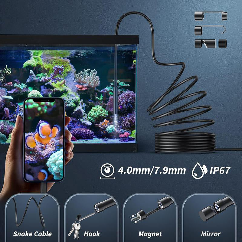 ✨ -50% ! 📱 Caméra Endoscope HD TechView™ 1920P pour iPhone et Android – 8 LED Réglables & IP67 – Câble Semi-Rigide pour Plomberie et Auto 🔍