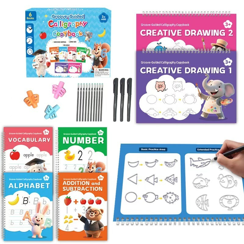 ⏰ PROMO FLASH -50% ✍️ Cahier calligraphie réutilisable, rainures de guidage, parfait pour apprendre l’écriture aux enfants 📖✨