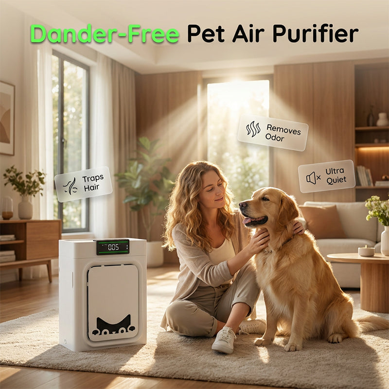🐾🌬️ PROMO FLASH 50% ! Purificateur d'Air pour Animaux – Capture Poils & Squames, Double HEPA, Filtre Lavable, Design Compact, 2 Packs au Choix 🏡