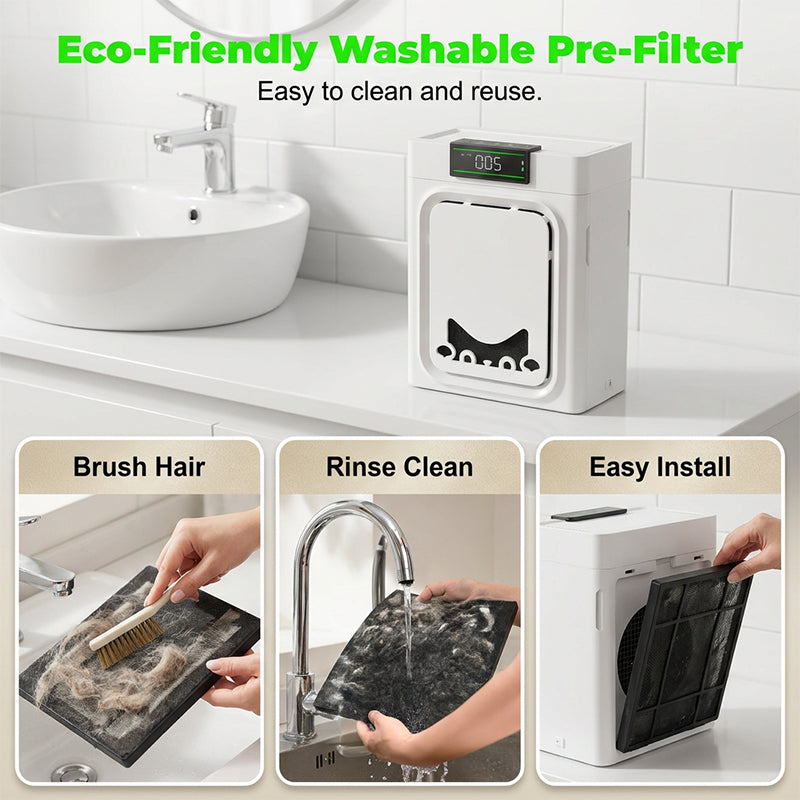 🐾🌬️ PROMO FLASH 50% ! Purificateur d'Air pour Animaux – Capture Poils & Squames, Double HEPA, Filtre Lavable, Design Compact, 2 Packs au Choix 🏡
