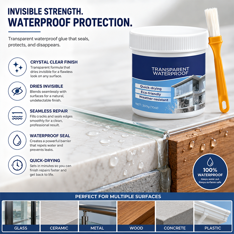 Mastic transparent imperméable avec pinceau