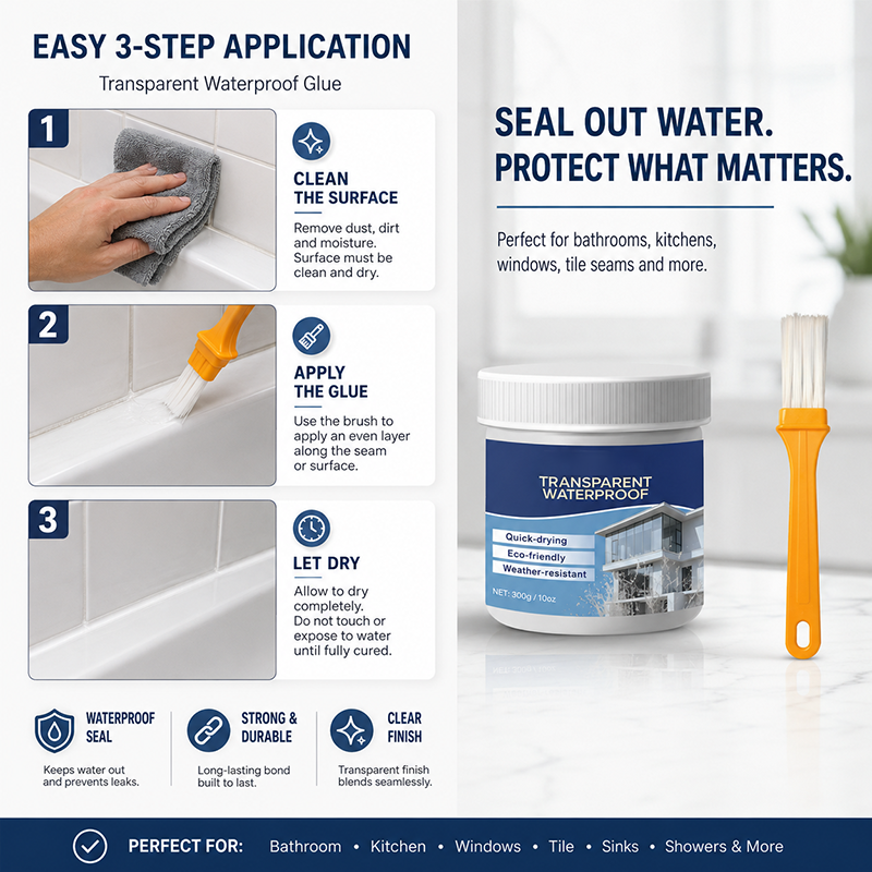 Mastic transparent imperméable avec pinceau