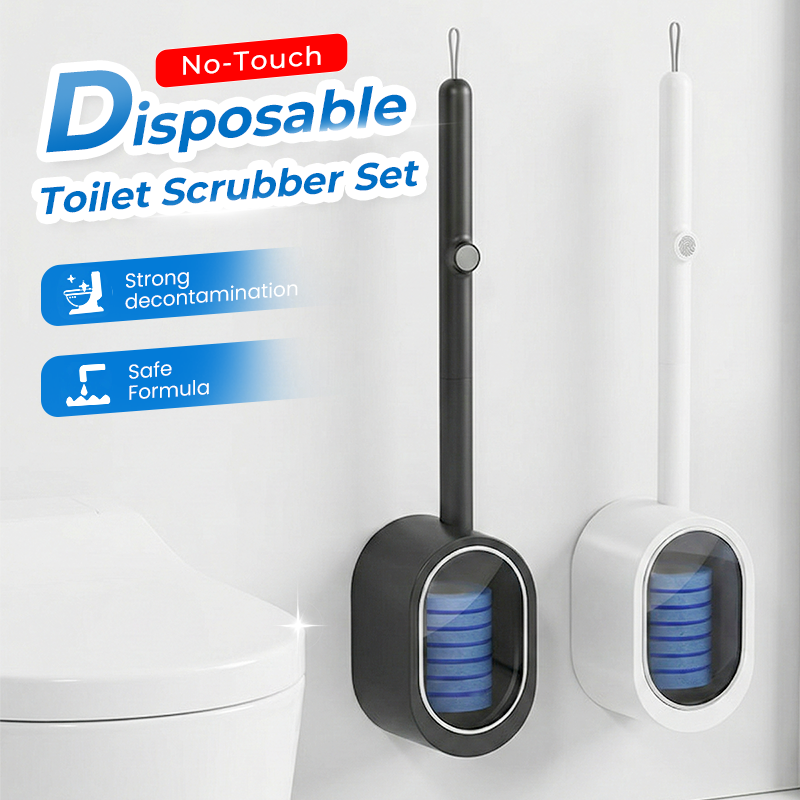 🚽 Lot Brosses WC Jetables Sans Contact – ABS/PS/PP + Éponge – Éjection Bouton & Support Mural for Hygiène Salle de Bain