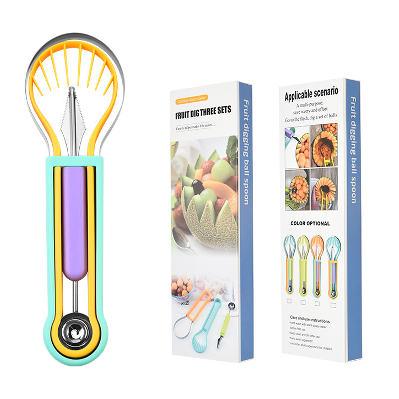 🍉🔥 PROMO Kit cuillère bouleur fruits multifonction coupe et bouler pastèque melon cuisine pratique ✨