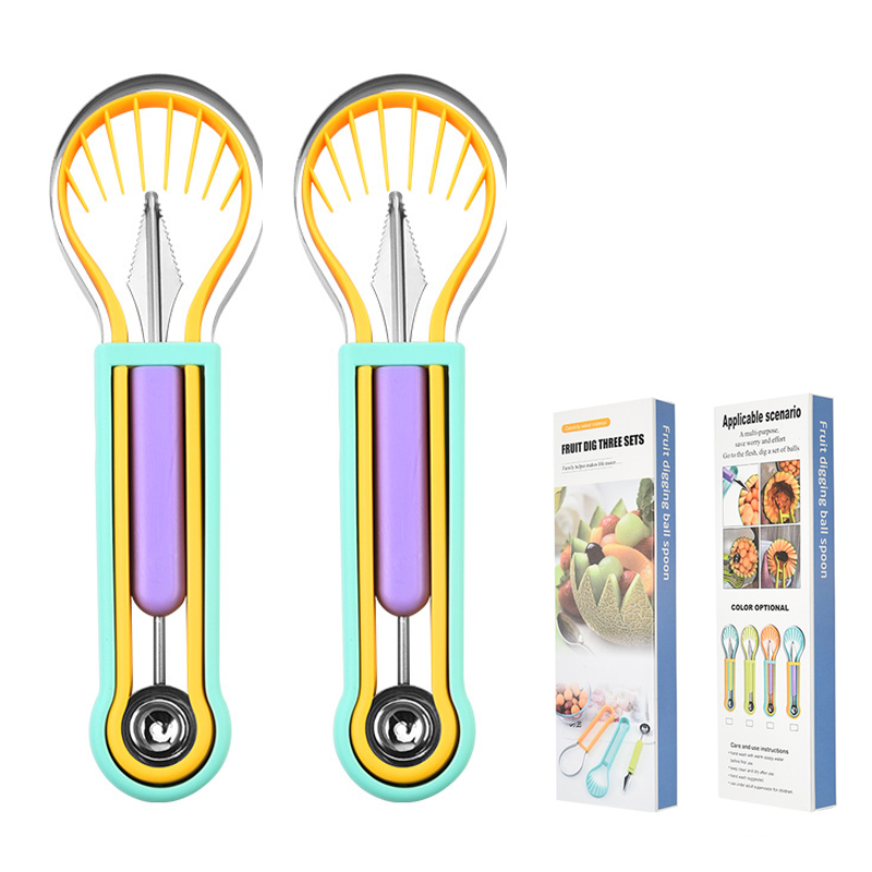 🍉🔥 PROMO Kit cuillère bouleur fruits multifonction coupe et bouler pastèque melon cuisine pratique ✨