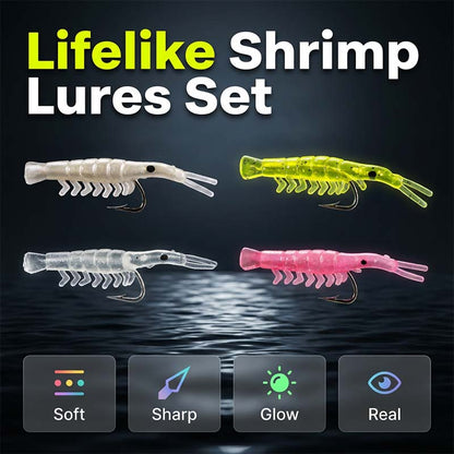 Ensemble de 50 leurres de crevettes réalistes avec hameçons