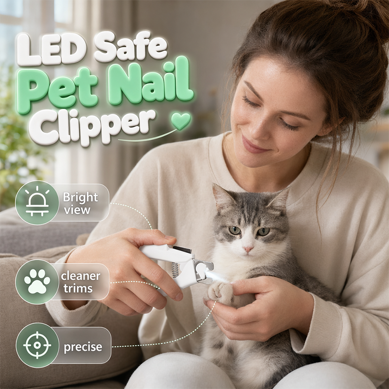 Coupe-ongles pour animaux avec lumière LED et lames en acier inoxydable