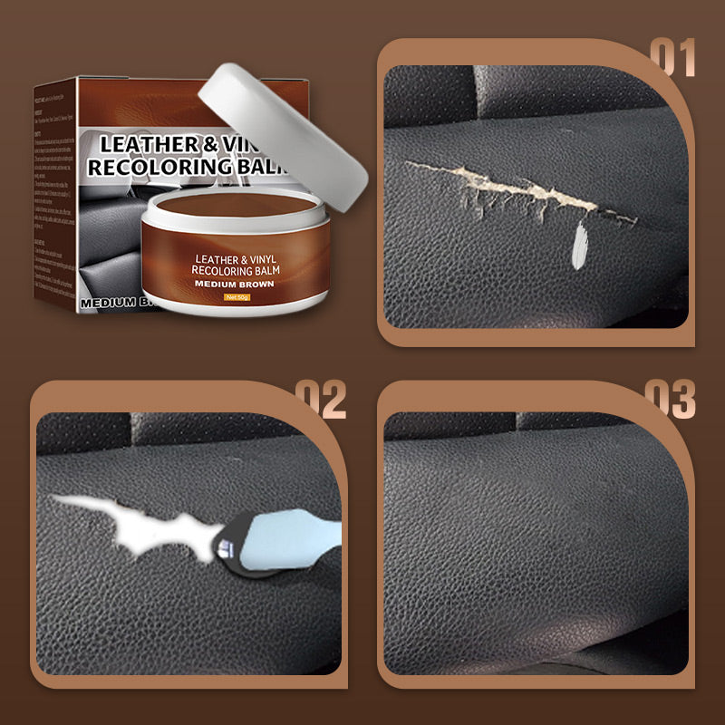 👜 Pâte de réparation pour cuir – Comble rayures et abrasions, formule protectrice anti-eau et saleté – 5 couleurs disponibles (noir, marron, gris, blanc) – Finition impeccable en quelques minutes ✨