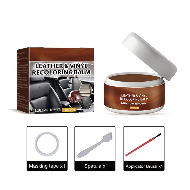 👜 Pâte de réparation pour cuir – Comble rayures et abrasions, formule protectrice anti-eau et saleté – 5 couleurs disponibles (noir, marron, gris, blanc) – Finition impeccable en quelques minutes ✨