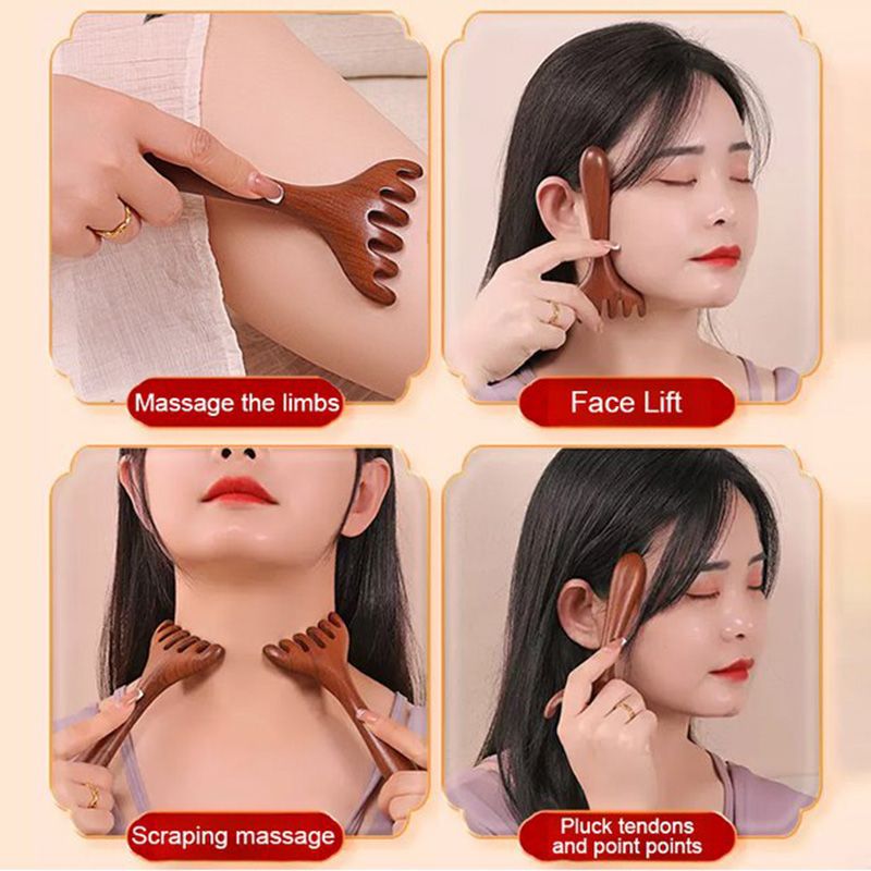 🛒 1 ACHETÉ = 1 OFFERT ! ✨ Peigne méridien 6 points – Masseur de cuir chevelu par acupression et épilateur, favorise la circulation et la relaxation, avec un design en bois naturel 🌿💆‍♀️.